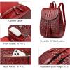 imageCOOLCY Women Small Genuine Leather Backpack Purse Crocodile Designer Bag Wine RedWine Red