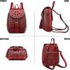 imageCOOLCY Women Small Genuine Leather Backpack Purse Crocodile Designer Bag Wine RedWine Red