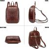 imageSmall Leather Backpack Purse for women Crocodile Designer Fashion Bag Dark Brown