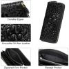 imageWomen Leather Wallet RFID Designer crocodile Large Capacity Credit Cards Holder Organizer Phone Clutch Black