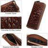 imageWomen Leather Wallet RFID Designer crocodile Large Capacity Credit Cards Holder Organizer Phone Clutch Dark Brown