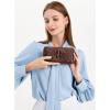 imageWomen Leather Wallet RFID Designer crocodile Large Capacity Credit Cards Holder Organizer Phone Clutch Dark Brown