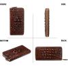 imageWomen Leather Wallet RFID Designer crocodile Large Capacity Credit Cards Holder Organizer Phone Clutch Dark Brown