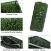 imageWomen Leather Wallet RFID Designer crocodile Large Capacity Credit Cards Holder Organizer Phone Clutch Green