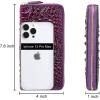 imageWomen Leather Wallet RFID Designer crocodile Large Capacity Credit Cards Holder Organizer Phone Clutch Purple