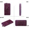 imageWomen Leather Wallet RFID Designer crocodile Large Capacity Credit Cards Holder Organizer Phone Clutch Purple