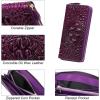 imageWomen Leather Wallet RFID Designer crocodile Large Capacity Credit Cards Holder Organizer Phone Clutch Purple