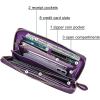 imageWomen Leather Wallet RFID Designer crocodile Large Capacity Credit Cards Holder Organizer Phone Clutch Purple