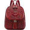 imageCOOLCY Small Crocodile Leather Backpack Purse for Women Designer Ladies Fashion BagWine Red