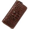 imageWomen Leather Wallet RFID Designer crocodile Large Capacity Credit Cards Holder Organizer Phone Clutch Dark Brown