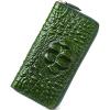 imageWomen Leather Wallet RFID Designer crocodile Large Capacity Credit Cards Holder Organizer Phone Clutch Green