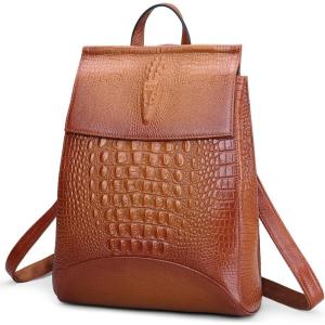imageCOOLCY Women Real Leather Backpack Shoulder BagSorrel