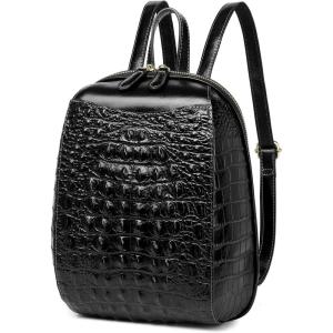 imageSmall Leather Backpack Purse for women Crocodile Designer Fashion Bag Black