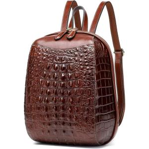 imageSmall Leather Backpack Purse for women Crocodile Designer Fashion Bag Dark Brown