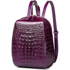 imageSmall Leather Backpack Purse for women Crocodile Designer Fashion Bag Purple