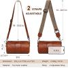 imageCOOLCY Crossbody Bags for Women Genuine Leather Soft Trendy Circle Cross Body Shoulder Bag Designer Cylinder Purses handbagsBrown