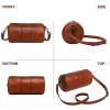 imageCOOLCY Crossbody Bags for Women Genuine Leather Soft Trendy Circle Cross Body Shoulder Bag Designer Cylinder Purses handbagsBrown