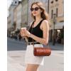 imageCOOLCY Crossbody Bags for Women Genuine Leather Soft Trendy Circle Cross Body Shoulder Bag Designer Cylinder Purses handbagsBrown
