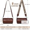 imageCOOLCY Crossbody Bags for Women Genuine Leather Soft Trendy Circle Cross Body Shoulder Bag Designer Cylinder Purses handbagsCoffee