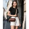 imageCOOLCY Crossbody Bags for Women Genuine Leather Soft Trendy Circle Cross Body Shoulder Bag Designer Cylinder Purses handbagsCoffee