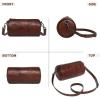 imageCOOLCY Crossbody Bags for Women Genuine Leather Soft Trendy Circle Cross Body Shoulder Bag Designer Cylinder Purses handbagsCoffee