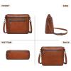 imageCOOLCY Genuine Leather Crossbody Bags for Women Purses and Handbags for Ladies with Multiple Pockets Shoulder Satchel BagBrown