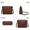 imageCOOLCY Genuine Leather Crossbody Bags for Women Purses and Handbags for Ladies with Multiple Pockets Shoulder Satchel BagCoffee