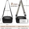 imageCOOLCY Genuine Leather Crossbody Bags for Women Small Purses and Handbags Vintage Ladies Shoulder Satchel Bag 2 styles strapsBlack
