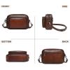 imageCOOLCY Genuine Leather Crossbody Bags for Women Small Purses and Handbags Vintage Ladies Shoulder Satchel Bag 2 styles strapsCoffee