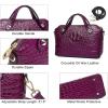 imageCOOLCY Genuine Leather Purses for Women Crocodile Crossbody Small Satchel Bag Designer Shoulder Handbags for LadiesPurple