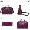imageCOOLCY Genuine Leather Purses for Women Crocodile Crossbody Small Satchel Bag Designer Shoulder Handbags for LadiesPurple