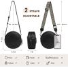 imageCOOLCY Leather Crossbody Bags for Women Circle Purse Shoulder Bag Fashion Round Handbag for Travel 2 Adjustable StrapBlack