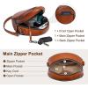 imageCOOLCY Leather Crossbody Bags for Women Circle Purse Shoulder Bag Fashion Round Handbag for Travel 2 Adjustable StrapBrown