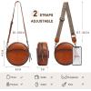 imageCOOLCY Leather Crossbody Bags for Women Circle Purse Shoulder Bag Fashion Round Handbag for Travel 2 Adjustable StrapBrown