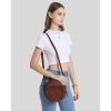 imageCOOLCY Leather Crossbody Bags for Women Circle Purse Shoulder Bag Fashion Round Handbag for Travel 2 Adjustable StrapCoffee