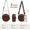 imageCOOLCY Leather Crossbody Bags for Women Circle Purse Shoulder Bag Fashion Round Handbag for Travel 2 Adjustable StrapCoffee