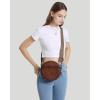 imageCOOLCY Leather Crossbody Bags for Women Circle Purse Shoulder Bag Fashion Round Handbag for Travel 2 Adjustable StrapCoffee