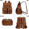 imageWomen Vintage Genuine Leather Backpack Purse Fashion Rucksack Practical and Stylish Retro Daypack Bag Coffee OneSizeBrown