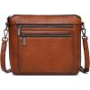 imageCOOLCY Genuine Leather Crossbody Bags for Women Purses and Handbags for Ladies with Multiple Pockets Shoulder Satchel BagBrown
