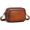 imageCOOLCY Genuine Leather Crossbody Bags for Women Small Purses and Handbags Vintage Ladies Shoulder Satchel Bag 2 styles strapsBrown