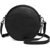 imageCOOLCY Leather Crossbody Bags for Women Circle Purse Shoulder Bag Fashion Round Handbag for Travel 2 Adjustable StrapBlack
