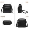 imageCOOLCY Genuine Leather Crossbody Bags for Women Purses and Handbags Vintage Shoulder Satchel Bag with 2 Adjustable StrapsBlack