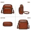 imageCOOLCY Genuine Leather Crossbody Bags for Women Purses and Handbags Vintage Shoulder Satchel Bag with 2 Adjustable StrapsBrown