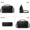 imageCOOLCY Genuine Leather Crossbody Purses Bags for Women Top Handle Satchel Handbags Flap Shoulder BagBlack