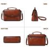 imageCOOLCY Genuine Leather Crossbody Purses Bags for Women Top Handle Satchel Handbags Flap Shoulder BagBrown