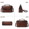 imageCOOLCY Genuine Leather Crossbody Purses Bags for Women Top Handle Satchel Handbags Flap Shoulder BagCoffee