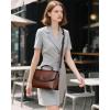 imageCOOLCY Genuine Leather Crossbody Purses Bags for Women Top Handle Satchel Handbags Flap Shoulder BagCoffee