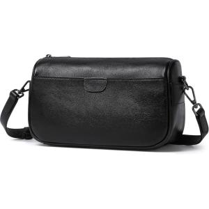 imageGenuine Leather Crossbody Purses Bag for WomenTravel Casual Handbag Small Shoulder Cross body Purse with Two StrapsBlack