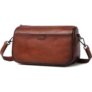 imageGenuine Leather Crossbody Purses Bag for WomenTravel Casual Handbag Small Shoulder Cross body Purse with Two StrapsBrown