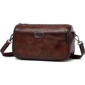 imageGenuine Leather Crossbody Purses Bag for WomenTravel Casual Handbag Small Shoulder Cross body Purse with Two StrapsCoffee